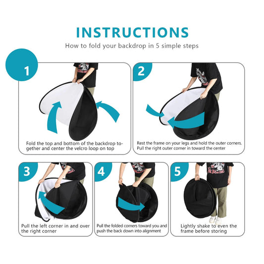 NEEWER 1.5x2M  2-in-1 Collapsible Backdrop Kit (Black&White)