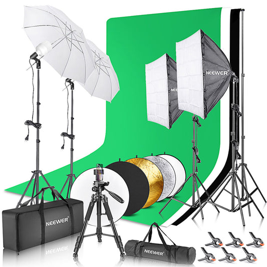 NEEWER 8.5x10ft Background Support System Lighting Kit with Tripod, Reflector & Phone Plug