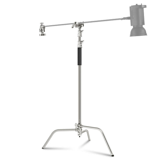 NEEWER Pro 330cm Stainless Steel C Stand with Boom Arm SC320AC
