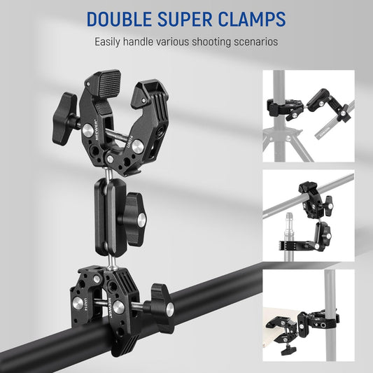 NEEWER Super Clamp with Double Crab-Shaped Clamps,Magic Arm Adapter (33000039)