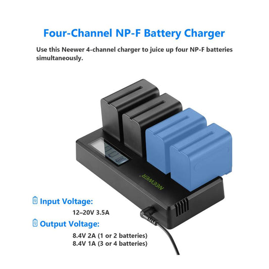 NEEWER 4-Pack NP-F970 Battery Set for Sony