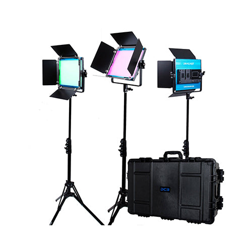 Dracast LED500 X Series RGB and Bi-Color LED 3 Light Kit with Injection Molded Travel Case