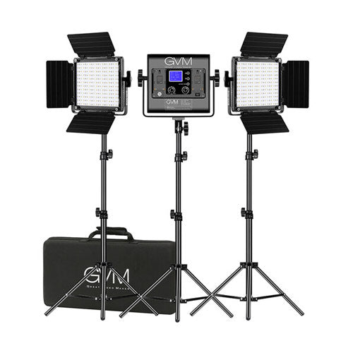 GVM 800D-RGB LED Studio 3-Video Light Kit