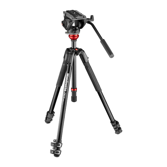 Manfrotto 500 Fluid Video Head with 190X Video Aluminum Tripod & Leveling Column Kit