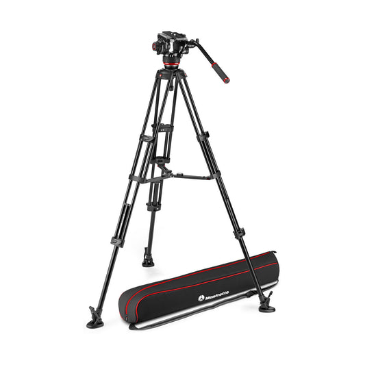 Manfrotto 504X Fluid Video Head With Aluminum Tripod with Mid-Level Spreader