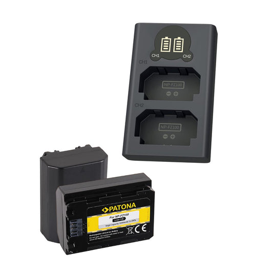 Patona 2x NP-FZ100, 2280mAh, 7.2V with Dual LCD USB Charger, 500mA, 8.4V