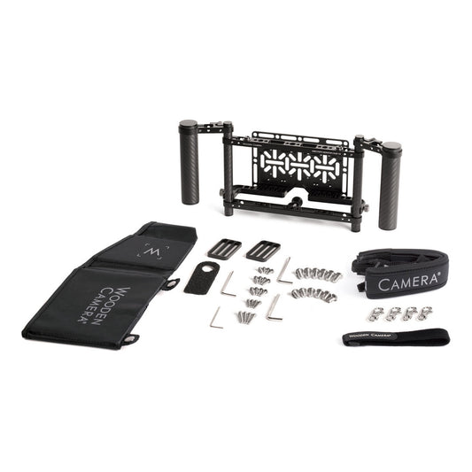 Wooden Camera Director's Monitor Cage v3 with Dual Carbon Fiber Handgrips