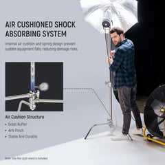 NEEWER Pro 330cm Stainless Steel C Stand with Boom Arm SC320AC