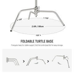 NEEWER Pro 330cm Stainless Steel C Stand with Boom Arm SC320AC