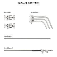 NEEWER Pro 330cm Stainless Steel C Stand with Boom Arm SC320AC
