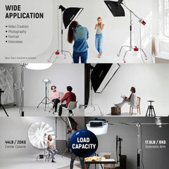 NEEWER Pro 330cm Stainless Steel C Stand with Boom Arm SC340AW