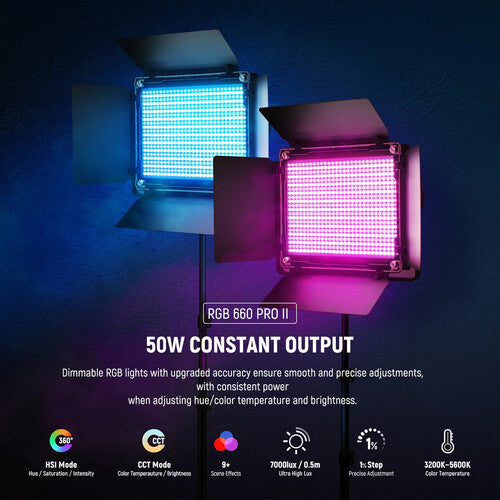 Neewer Upgraded 660 PRO II RGB LED Light Panel (2-Light Kit)