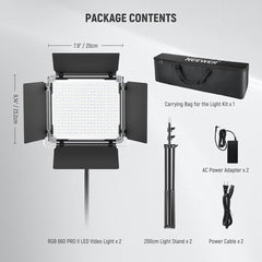 Neewer Upgraded 660 PRO II RGB LED Light Panel (2-Light Kit)