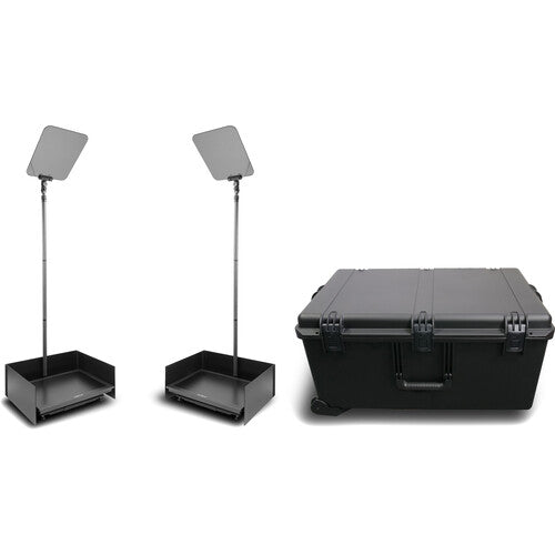 Prompter People StagePro 24" High-Bright Presidential Teleprompter Pair Carbon Fiber Kit with Flight Case