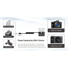 SWIT Dummy Battery for Sony NP-FZ100 with USB-C PD Input Port & Coiled Cable (27")