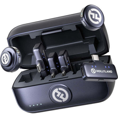 Hollyland LARK M3 Combo 2TX&4RX Wireless Microphone System with 2 Clip-On Mic/Transmitters & 4 USB Receivers (2.4 GHz)