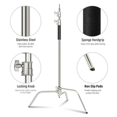 NEEWER Pro 330cm Stainless Steel C Stand with Boom Arm SC320AC