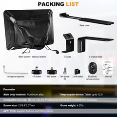 LENSGO TC12 Teleprompter for DSLR/Mirrorless Camera and Tablet up to 12.9 Inches