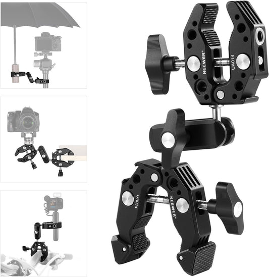 NEEWER Super Clamp with Double Crab-Shaped Clamps，Magic Arm Adapter (33000039)