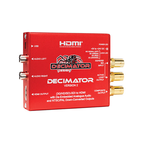 DECIMATOR 2 3G/HD/SD-SDI to HDMI Converter with Built-In NTSC/PAL Downscaler & Analog Audio Outputs