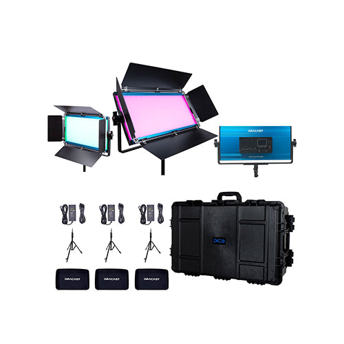 Dracast LED1000 X Series RGB and Bi-Color LED 3 Light Kit with Injection Molded Travel Case