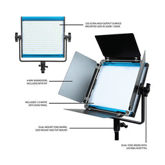 Dracast LED500 X Series Bi-Color LED 3 Light Kit with Nylon Padded Travel Case