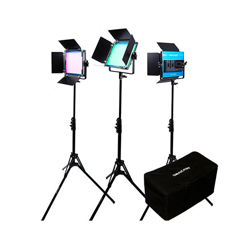 Dracast LED500 X Series RGB and Bi-Color LED 3 Light Kit with Nylon Padded Travel Case