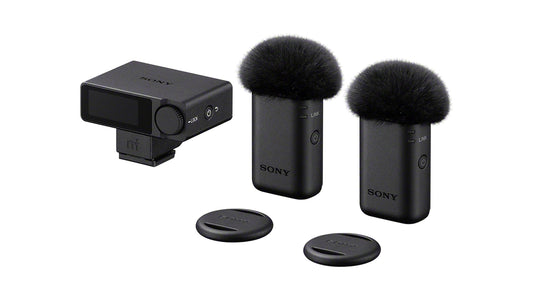 Sony ECM-W5 wireless microphone system with two ECM-W5T transmitters, ECM-W5R receiver and charging case