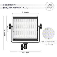 GVM 800D-RGB LED Studio 3-Video Light Kit