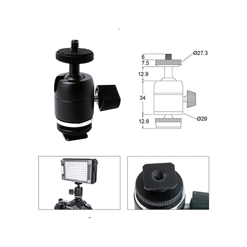 KS-CB03 / MINI BALL HEAD W/ HOT SHOE ADAPTER