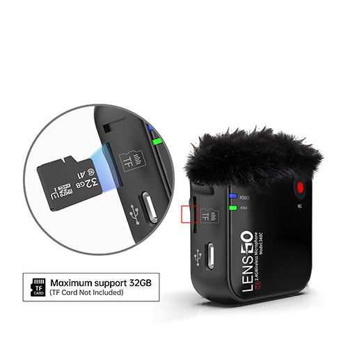 Lensgo348c Compact Digital Wireless Microphone System/Recorder (Black 1v2)