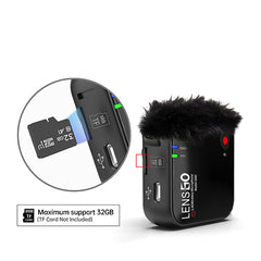 Lensgo348c Compact Digital Wireless Microphone System/Recorder (Black 1v2)