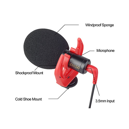 LensgoDMM1 Directional Shotgun Microphone for DSLR, Smartphones, and Portable Recorders