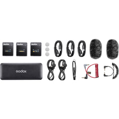 Godox MoveLink II M2 Dual 2.4GHz Wireless Microphone System for Cameras (2.4 GHz, Black)