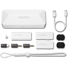 Godox MoveLink Mini UC Kit 2 White 2.4GHz Wireless Microphone System for USB Type-C Devices