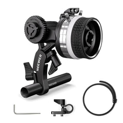 NEEWER MINI FOLLOW FOCUS WITH A/B STOPS & 15MM ROD CLAMP (SILVER A/B RINGS) (10101484)