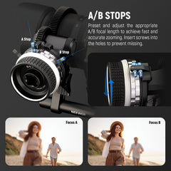 NEEWER MINI FOLLOW FOCUS WITH A/B STOPS & 15MM ROD CLAMP (SILVER A/B RINGS) (10101484)