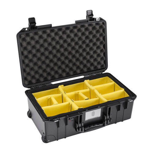 Pelican 1535AirWD Wheeled Carry-On Hard Case with Padded Divider Insert (Black)