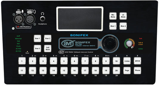 Sonifex AVN-TB20AD 20 Button Advanced Talkback Intercom, AoIP Desktop Portal