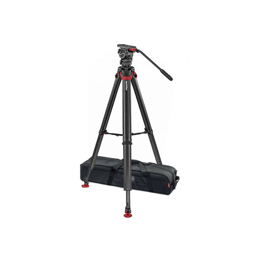 Sachtler System FSB 4 Fluid Head with Sideload Plate, Flowtech 75 Carbon Fiber Tripod with Mid-Level Spreader