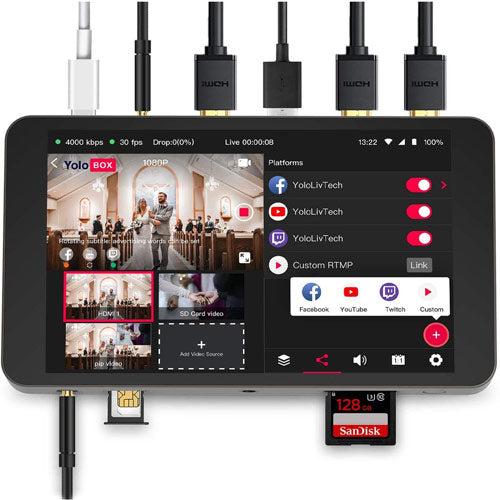 YoloLiv YoloBox Portable All-in-One Multi-Camera Live Streaming Encoder, Switcher, Monitor, Recorder (Upgrade)