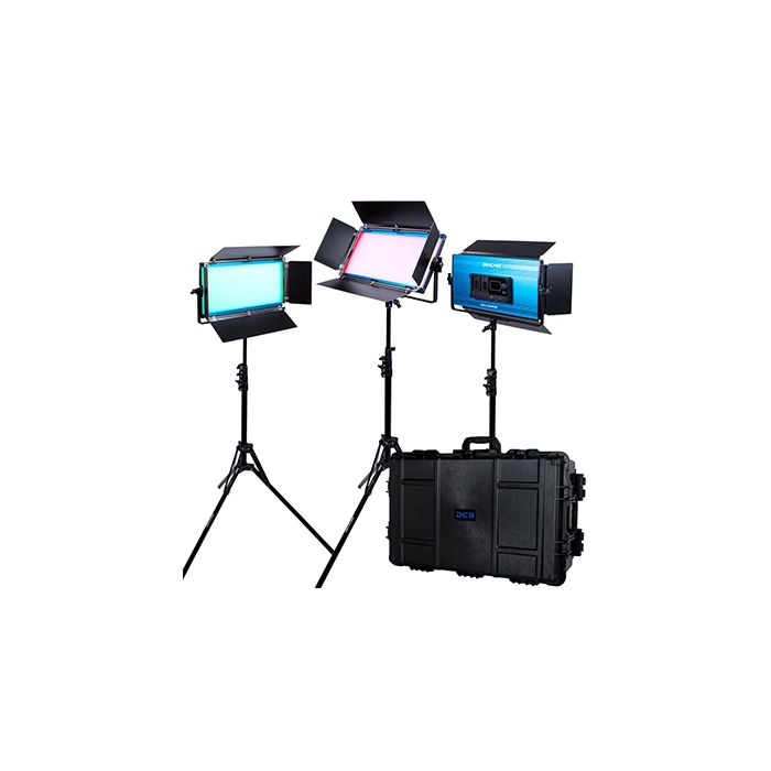 Dracast LED1000 X Series RGB and Bi-Color LED 3 Light Kit with Injection Molded Travel Case