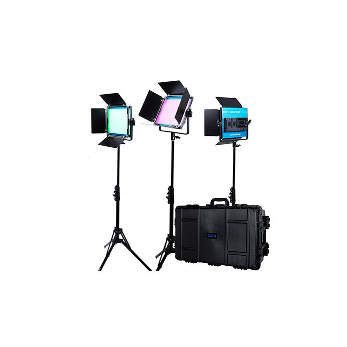 Dracast LED500 X Series RGB and Bi-Color LED 3 Light Kit with Injection Molded Travel Case