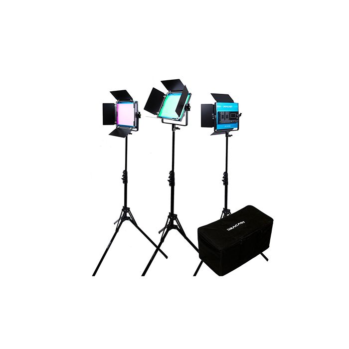 Dracast LED500 X Series RGB and Bi-Color LED 3 Light Kit with Nylon Padded Travel Case