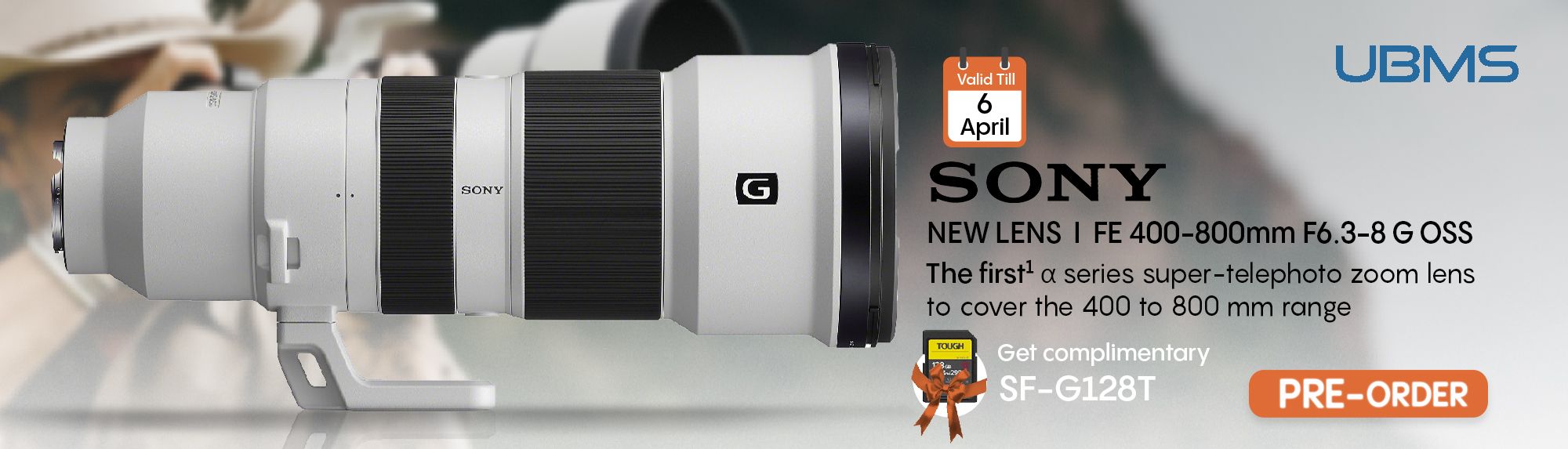 sony new lens 400-800mm f6.3-8 g oss with complimentary sf-g128t memory card - preorder desktop